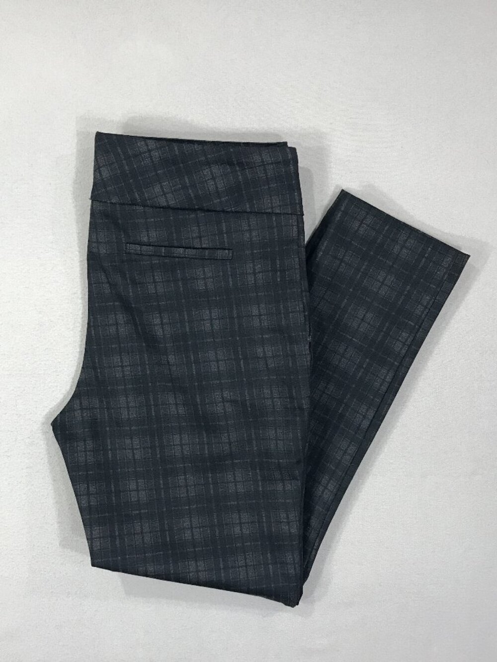 Dalia Pants Women's Large Black Plaid Pull On Ponte Tummy Control Tapered Pocket